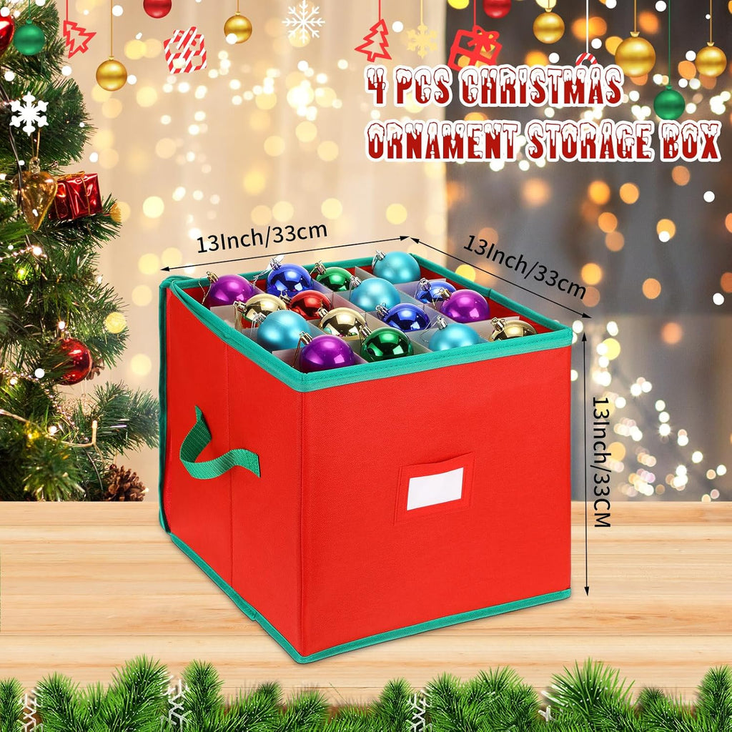 4 Pcs Christmas Ornament Storage Box with 16 Trays Z7720
