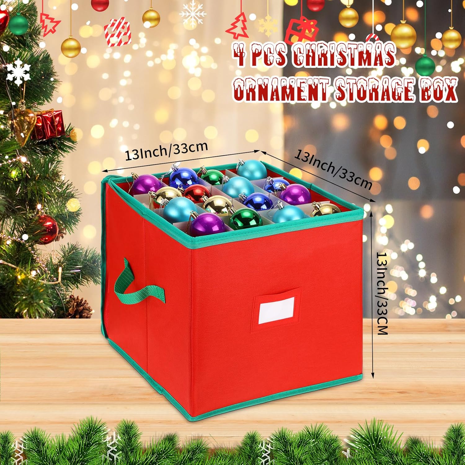 4 Pcs Christmas Ornament Storage Box with 16 Trays Z7720