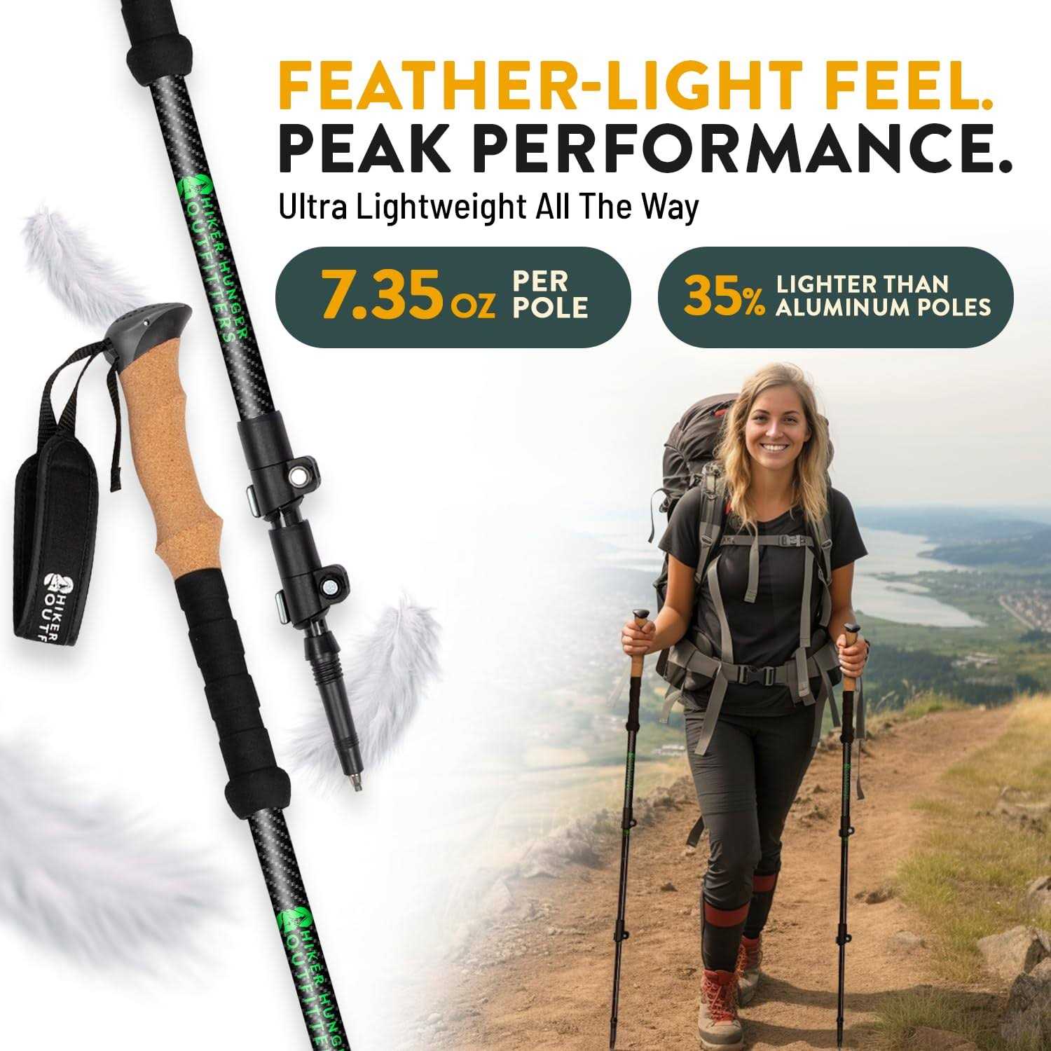 Carbon Fiber Trekking Poles Collapsible Walking R3670