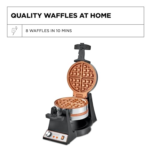 Double Rotating Belgian Waffle Maker with Nonstick Copper Plates Q9275