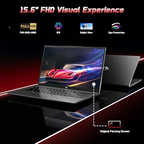 15.6" FHD IPS Laptop Computer - 8GB RAM 128GB SSD, 4 Cores 13th Gen Intel N150, 65W GaN Type-C, Fingerprint, Backlit Keyboard, Wi-Fi 6, BT5.2, Numpad S132921