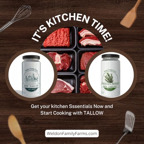 Rendered Beef Tallow, 2 pack, Grass fed, 16oz Total L702