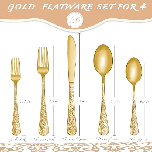 20 Pieces Gold Stainless Steel Flatware Set N683