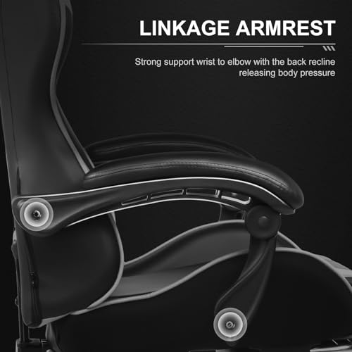 Blue Faux Leather Gaming Chair with Footrest and Lumbar Support B672