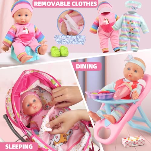 24 PCS Baby Doll Stroller Set with Doll Clothes U647