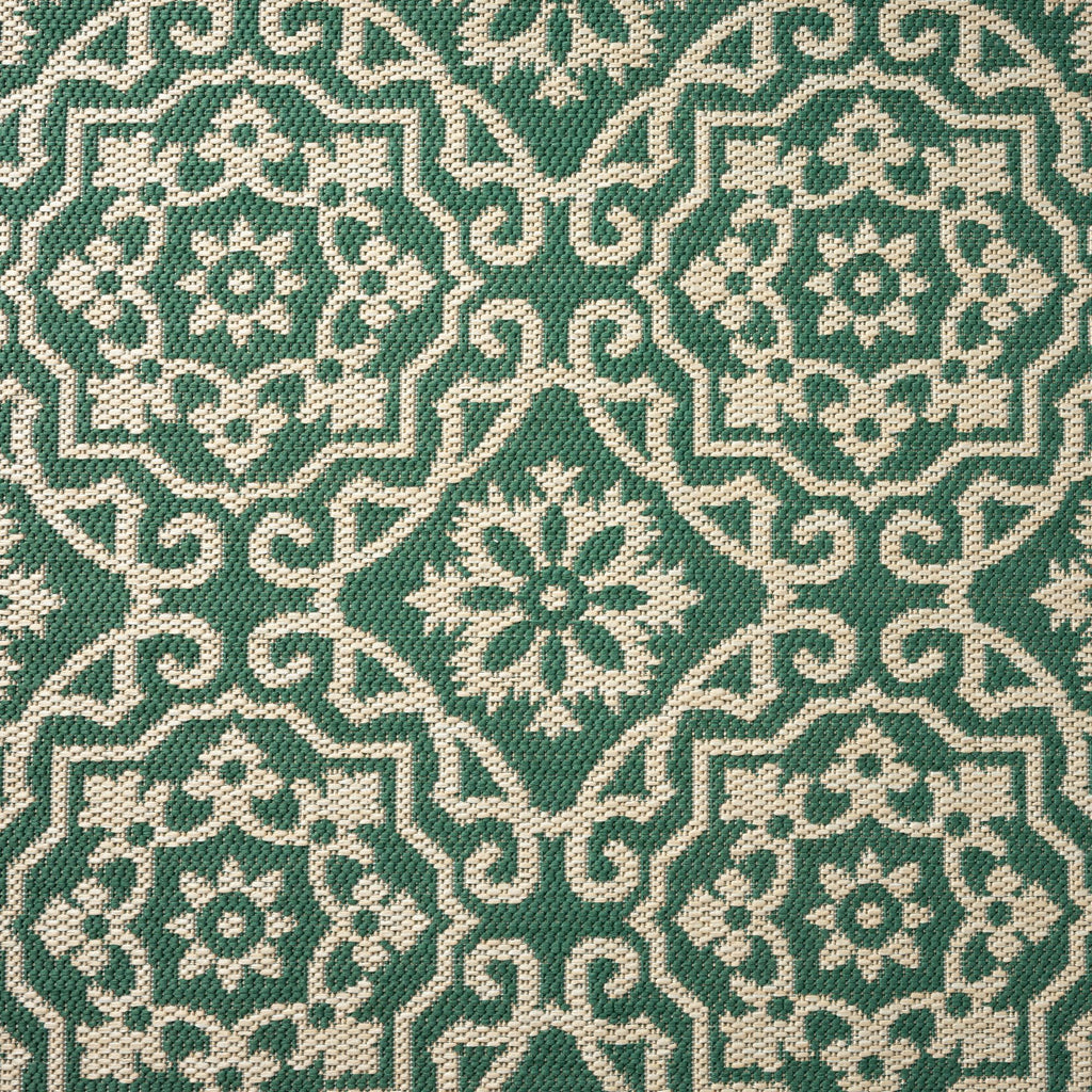 Green/Beige Geometric Indoor/Outdoor Area Rug, 5'2"x7'2" W794