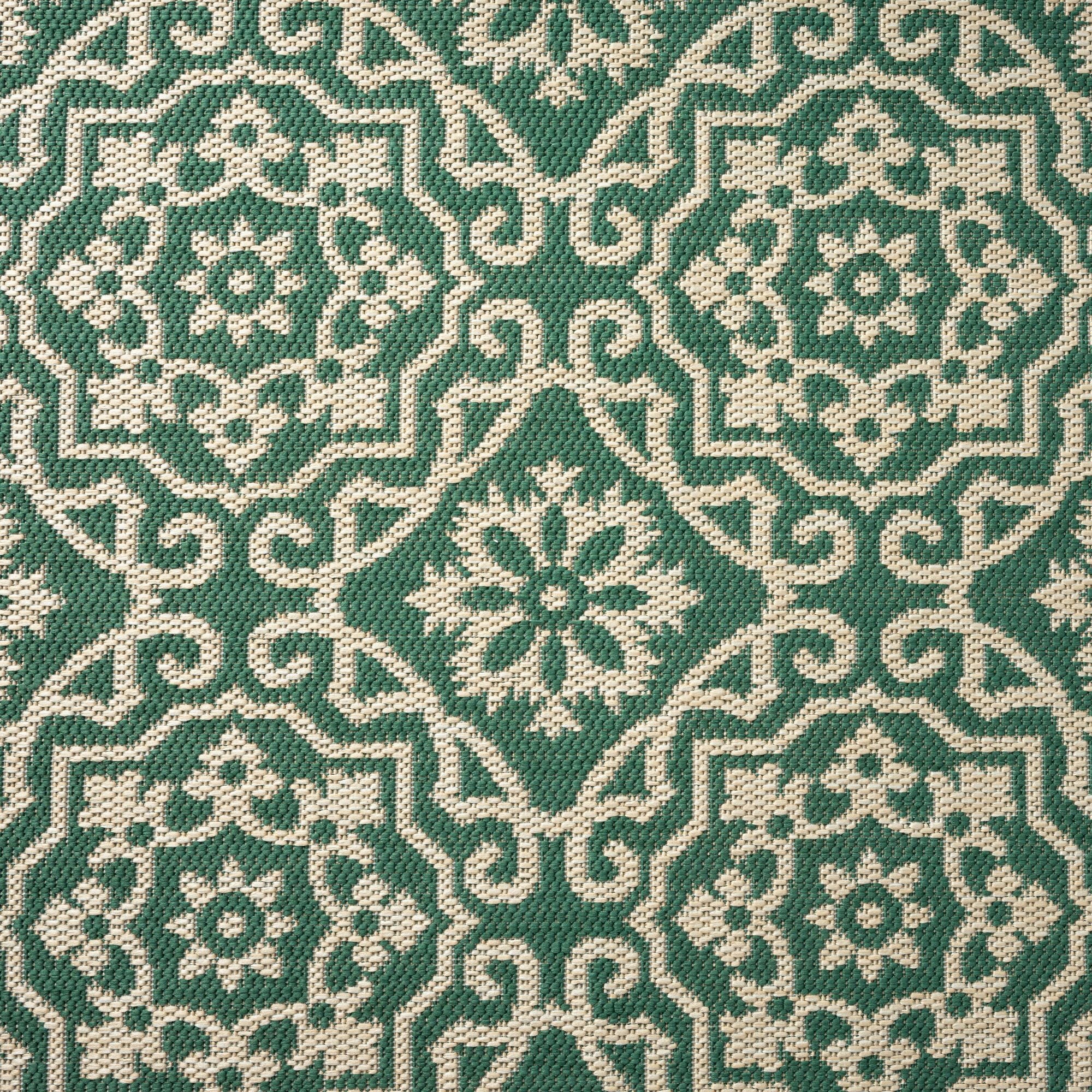 Green/Beige Geometric Indoor/Outdoor Area Rug, 5'2"x7'2" W794