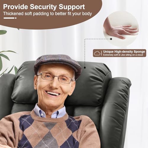 Genuine Leather Power Lift Recliner with Massage and Heat C8113