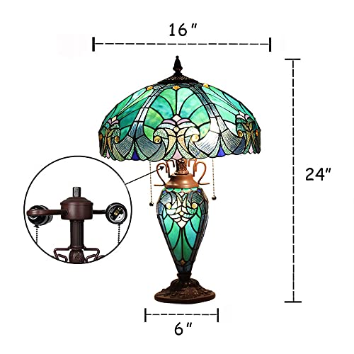 16 inch Stained Glass Table Lamp with Night Light P427687