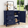 Green Wooden Accent Cabinet with 3 Drawers and Door K38566