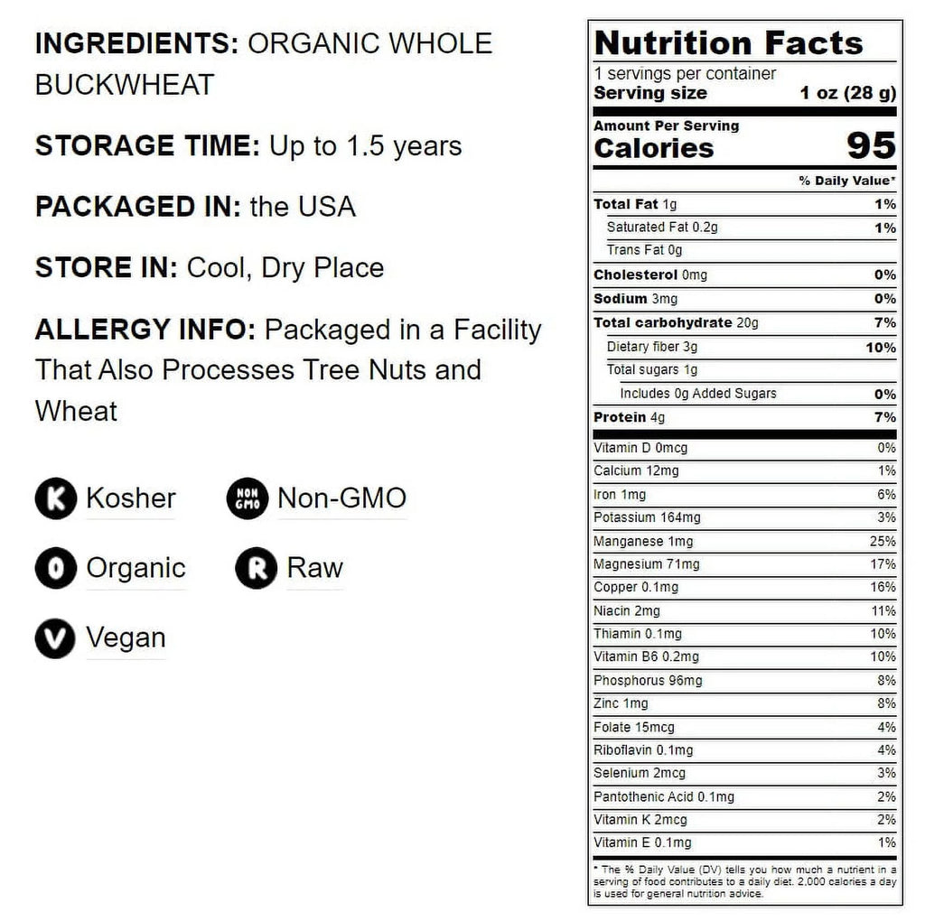 25 Pounds Organic Whole Grain Buckwheat Flour C810