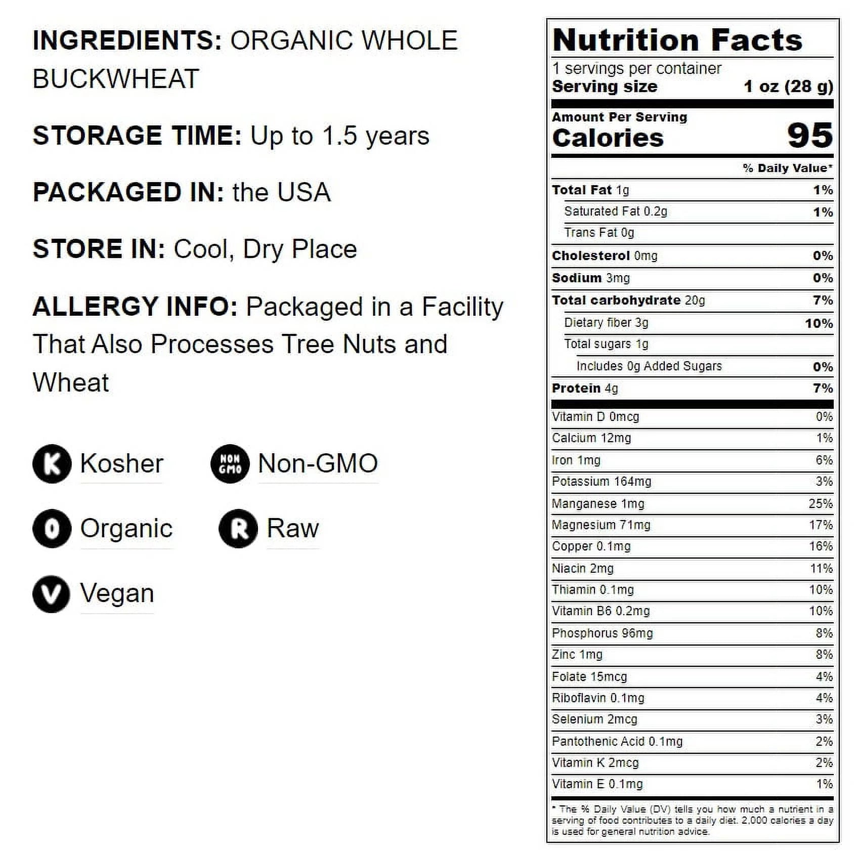 25 Pounds Organic Whole Grain Buckwheat Flour C810