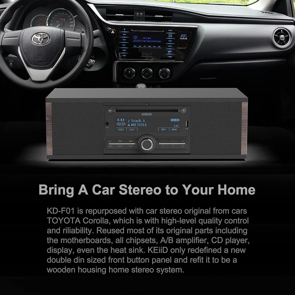 Retro CD Player with Speakers Wooden Stereo System Bluetooth Receiver FM/AM Radio Tuner USB AUX Q358894