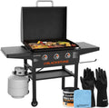28 Inch Blackstone Griddle with Hood 3-Burner Outdoor Flat Top Grill B77110