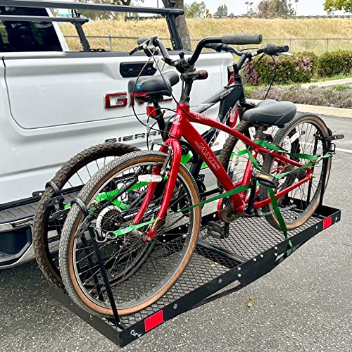60 inch x 20 inch 500 lb. Capacity 2 in 1 Hitch Mount Cargo Carrier Rack and 2 Bike Rack Z980378