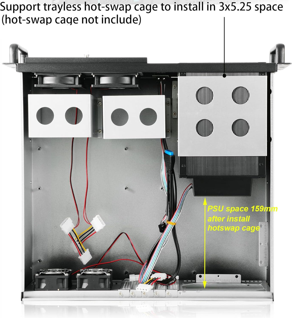 3u Rackmount Server Chassis with 3x5.25 Support PS2 PSU Side 80mm Fan Dust Filter Bracket Q361