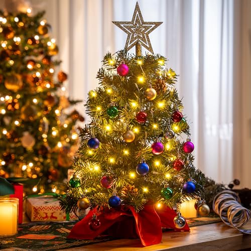 24" Mini Christmas Tree Tabletop Set with Clear LED Lights Z587393
