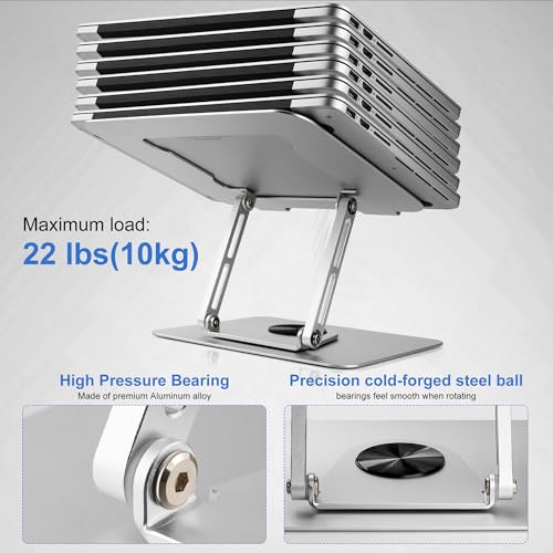 Adjustable Aluminum Alloy Laptop Stand with 360° Rotating Base (Gray) D750358
