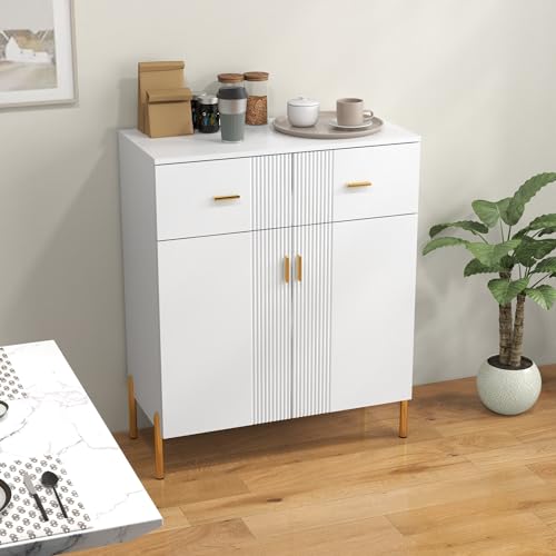 2 Door Sideboard with 2 Drawers and Shelves White N2732