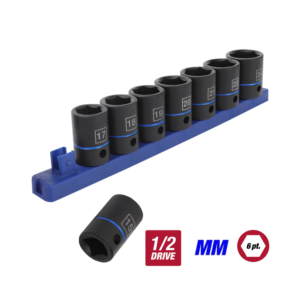 9-Piece 1/2 inch Deep and Standard Drive Impact Socket Set M5662