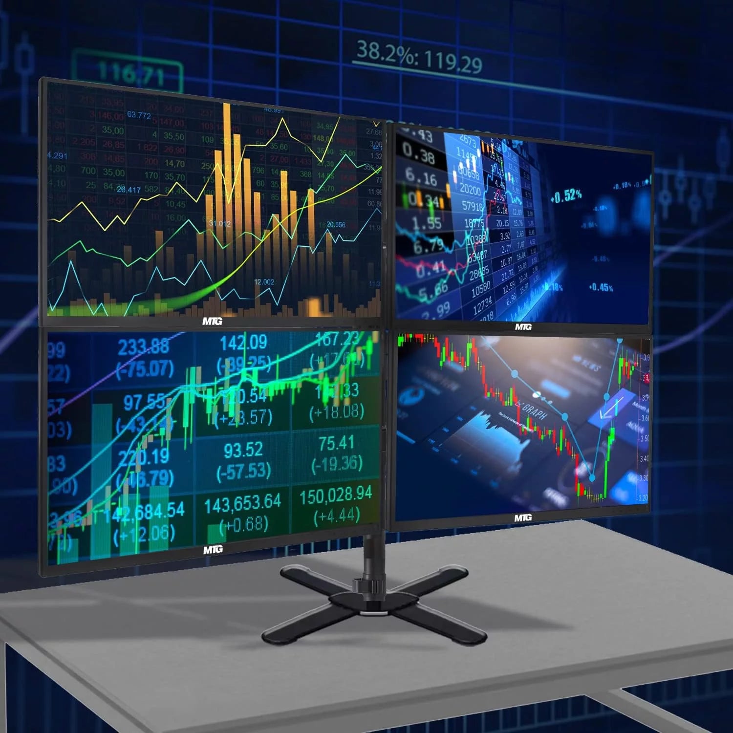 Restored Desktop PC Intel Core i5-6500, 16GB RAM, 120GB SSD, 2TB HDD, 4 LED Monitors, 2 Network Cards, Keyboard & Mouse Win 10 Pro O57518