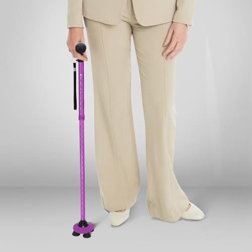 Folding Quad Cane with TPR T-Handle and Travel Bag B632602