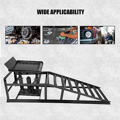 2 Pack Hydraulic Car Ramps 5T 10000lbs Low Profile (Black) D6876