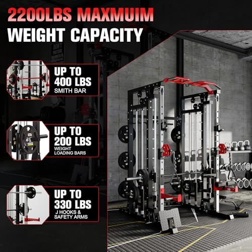 Smith Machine Squat Rack with LAT-Pull Down System & Cable Crossover Machine O907590