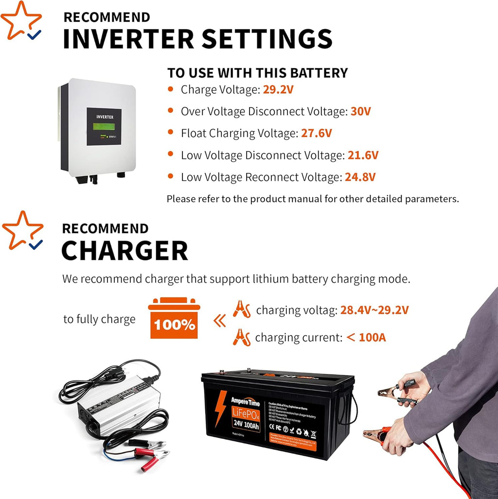 24V 100Ah LiFePO4 Deep Cycle Lithium Battery with 100A BMS A2111