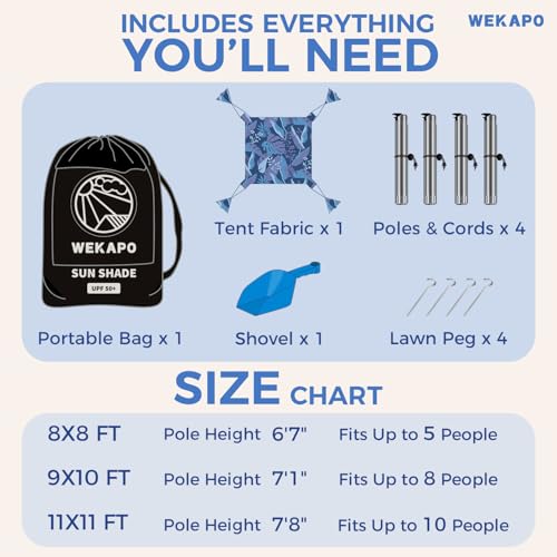 Beach Tent Sun Shelter with 4 Poles, UPF 50+ Protection D1691