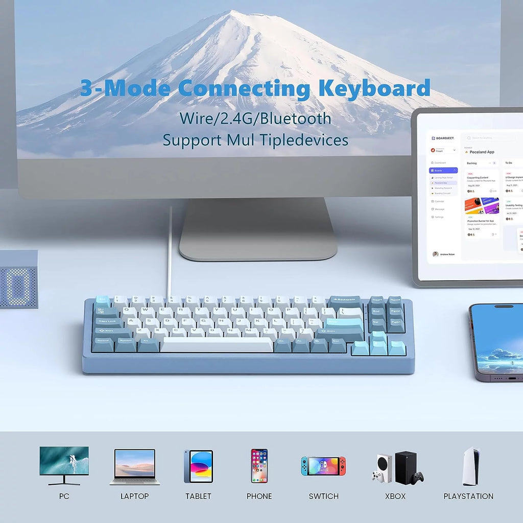 75% Wireless Mechanical Keyboard CNC Aluminum Alloy Shell Hot-swappable RGB U805014