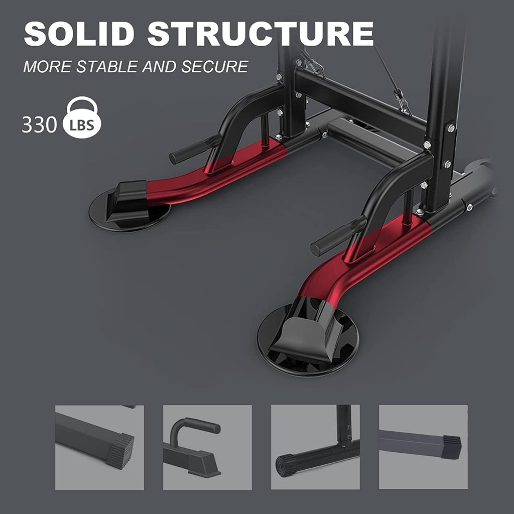 Adjustable Height Pull Up Bar Dip Station Strength Training Equipment 330LBS K592
