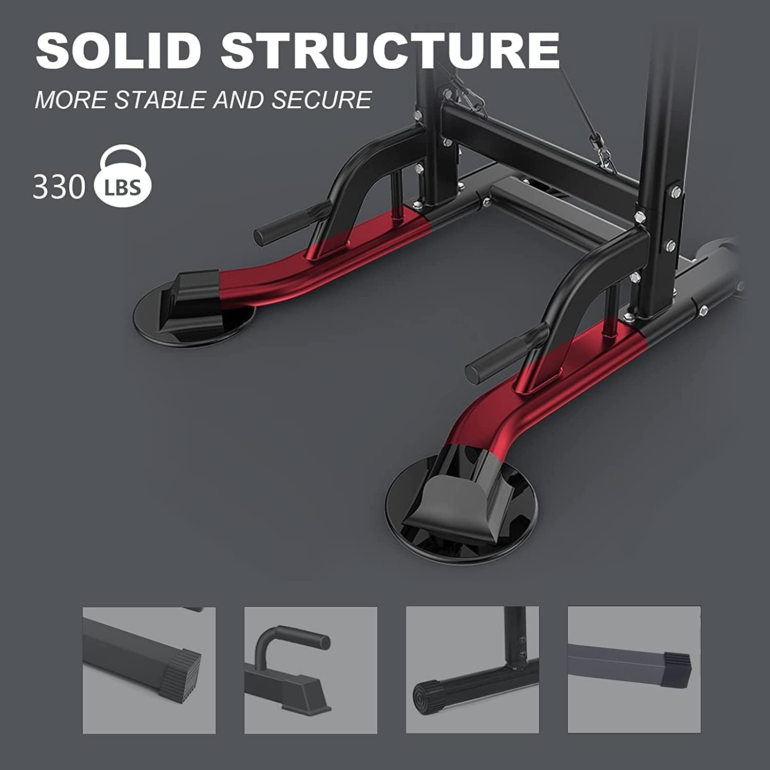 Adjustable Height Pull Up Bar Dip Station Strength Training Equipment 330LBS K592