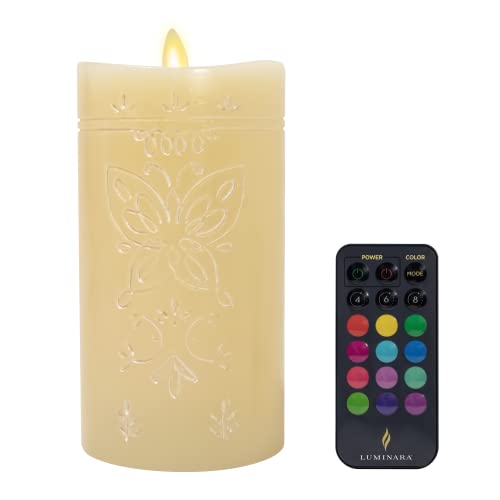 Ivory 3" x 6.5" Moving Flame LED Pillar Candle Q35956