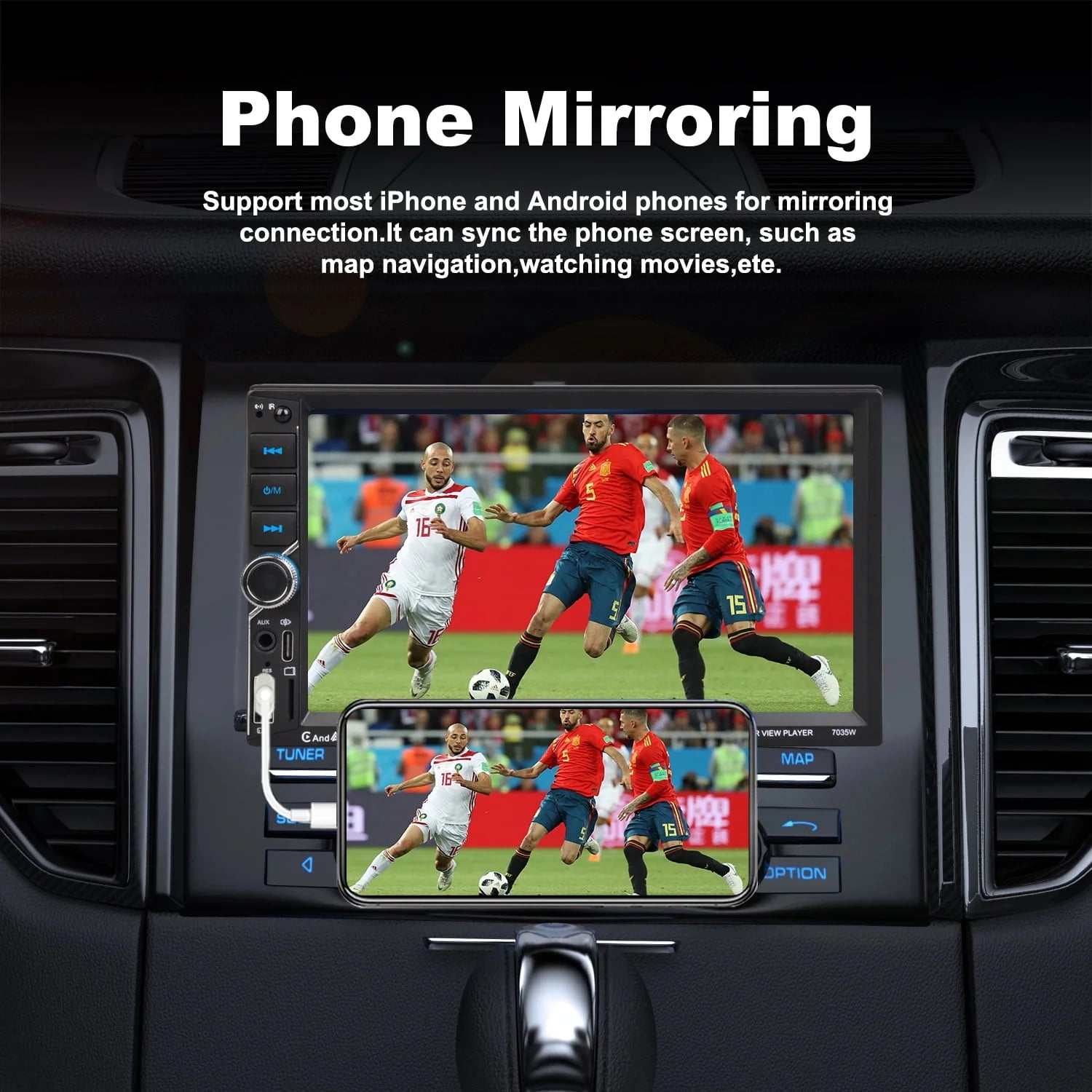 Wireless Double Din Car Stereo 7 Touchscreen M36054
