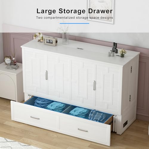 Queen Murphy Bed Cabinet with 2 Storage Drawers Y137