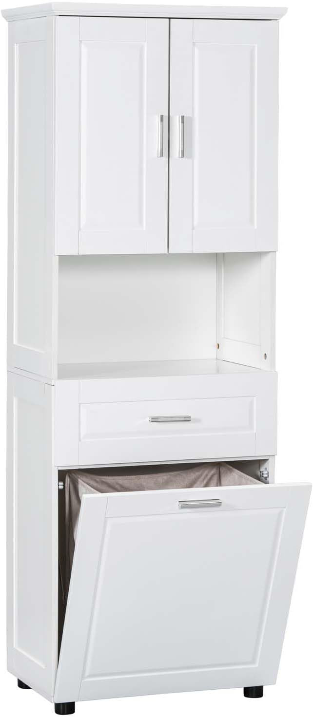 70" Tall Tilt Out Laundry Hamper Cabinet with 2 Doors and Adjustable Shelf G14631