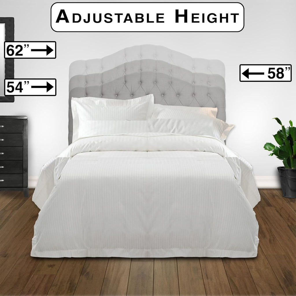 Upholstered Adjustable Headboard Panel with Solid Wood Frame and Button-Tufted Design - Putty Finish - Twin H6856