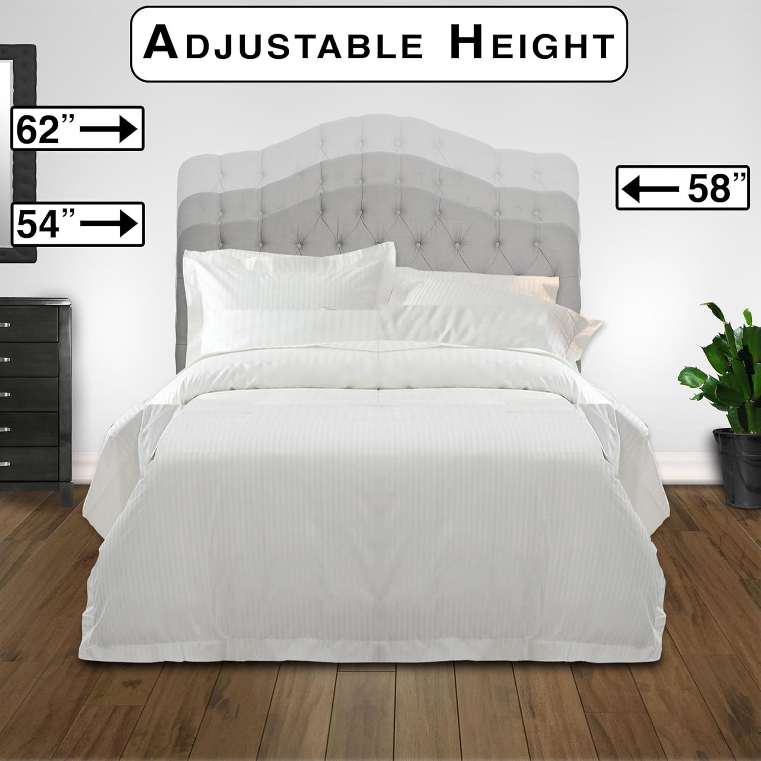 Upholstered Adjustable Headboard Panel with Solid Wood Frame and Button-Tufted Design - Putty Finish - Twin H6856