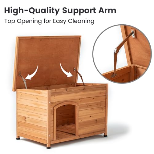 Outdoor Wooden Dog House with Wooden Floor (34" W x 25" D x 23" H) N68871
