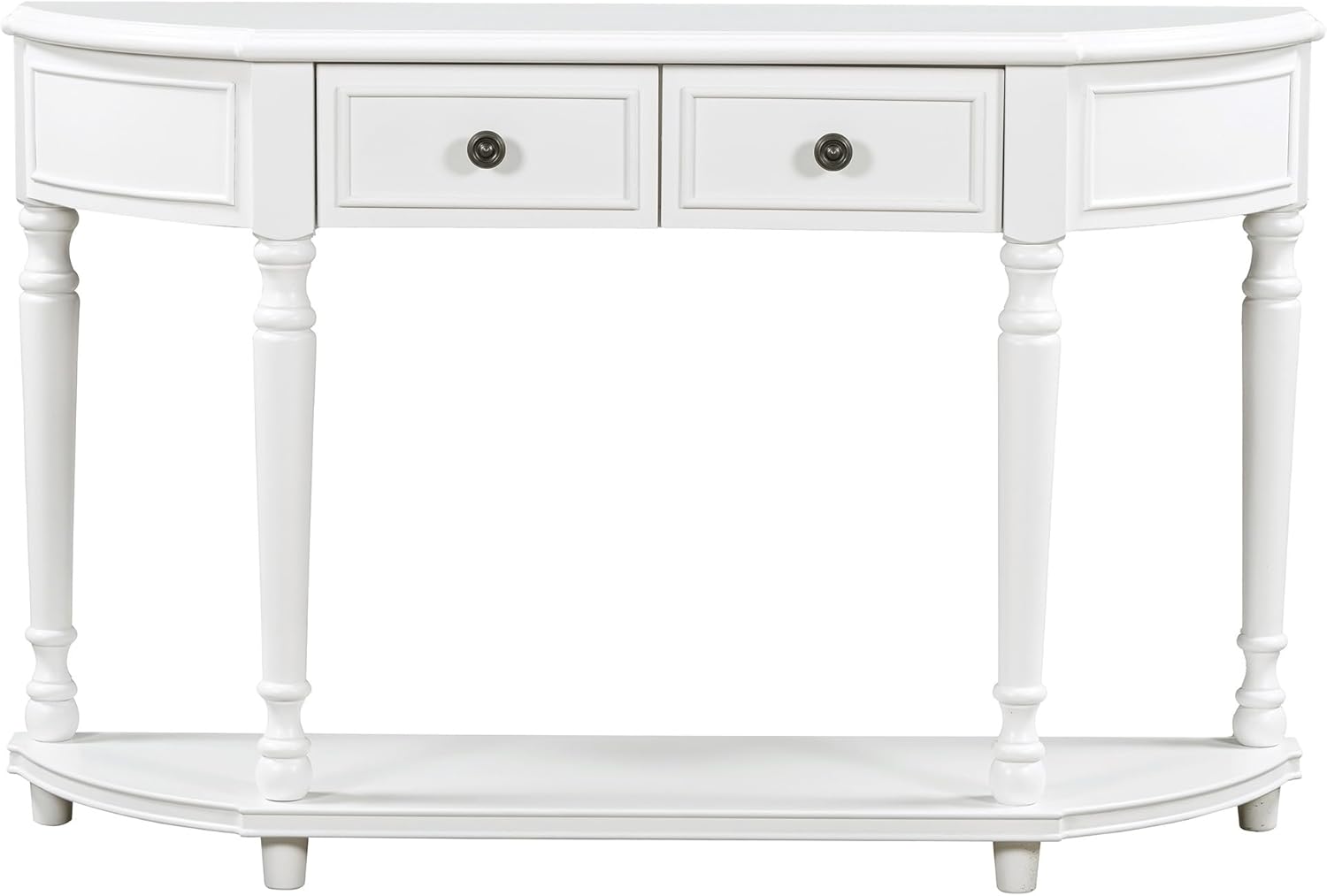 White Solid Wood Storage Cabinet with 2 Drawers and Open Shelf I683378