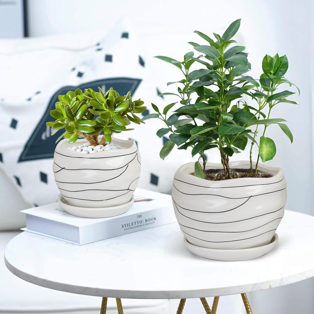 White Ceramic Planter Set, 3 Sizes S549