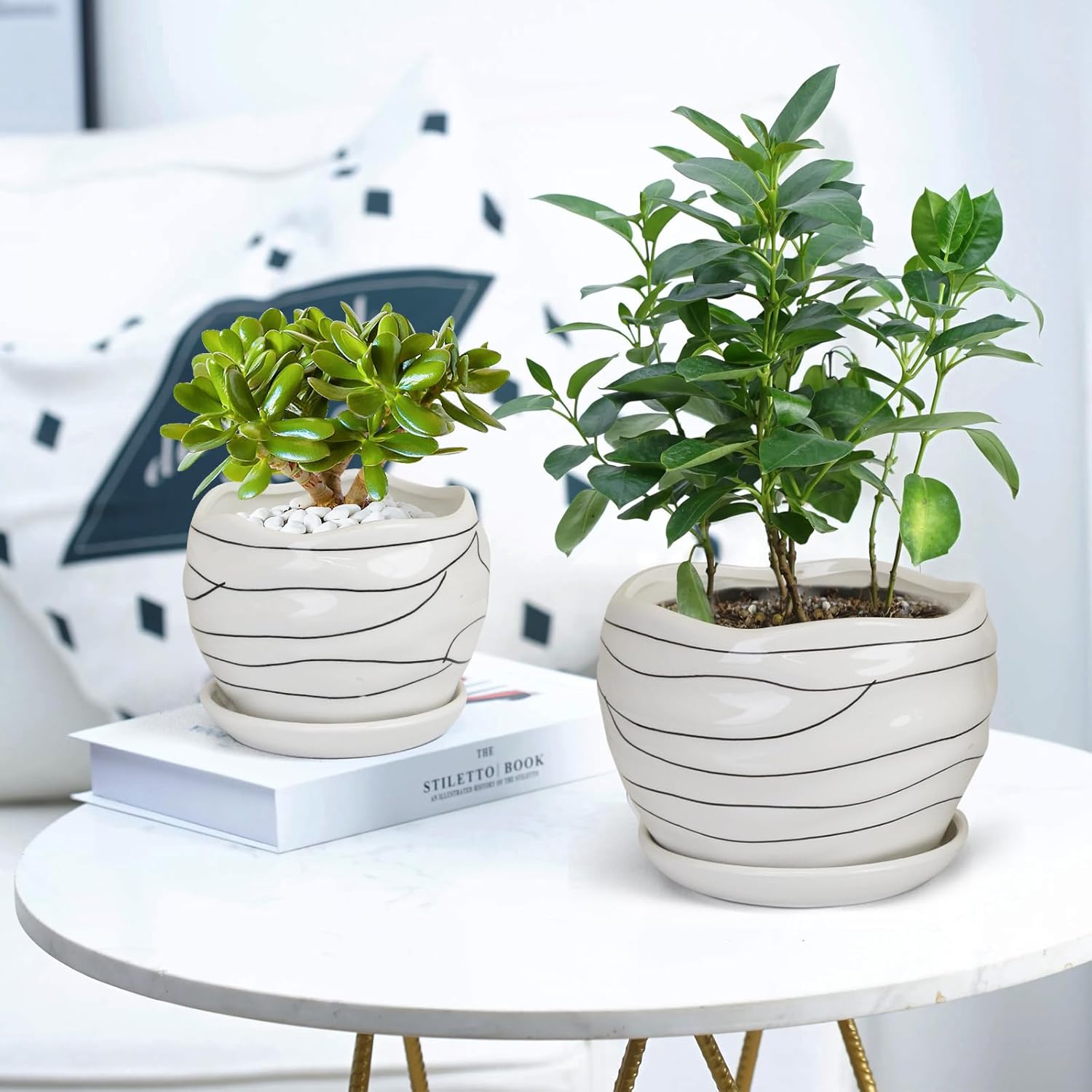 White Ceramic Planter Set, 3 Sizes S549