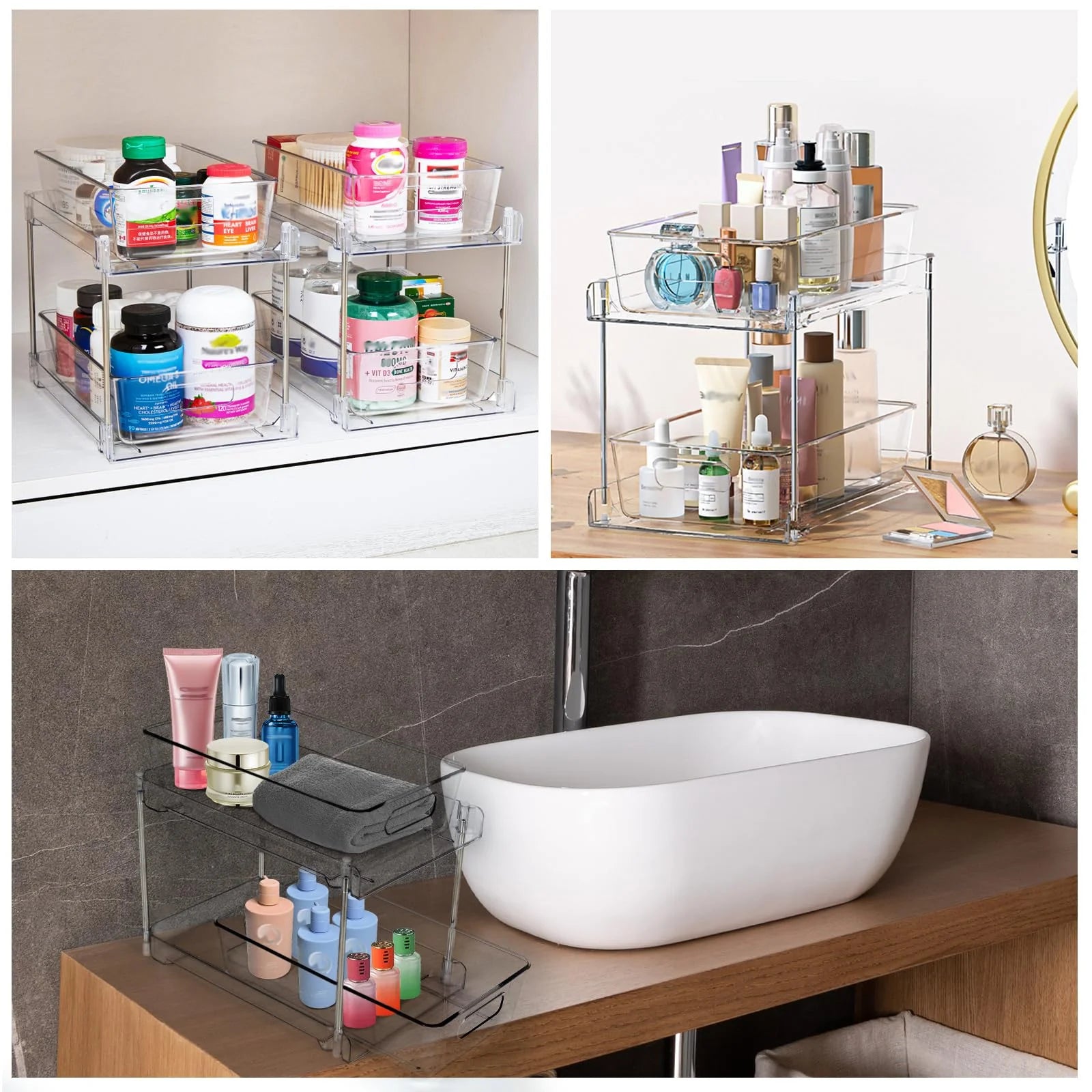 Clear 2-Tier Under Sink Pull-Out Drawer C532