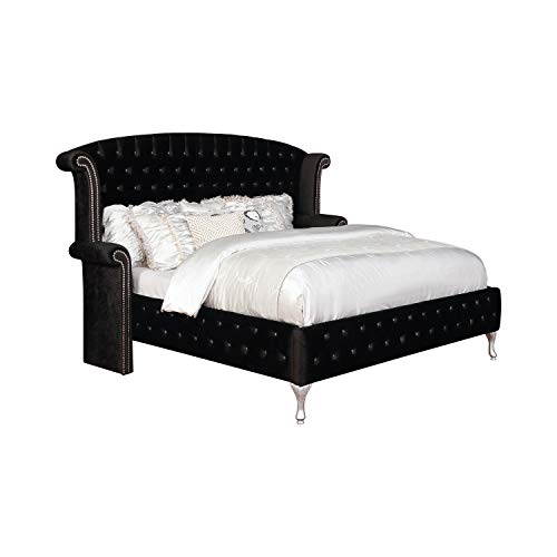 Queen Tufted Upholstered Bed Black V538