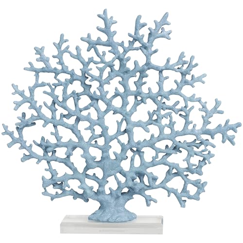 Aluminum Metal Coral Decorative Sculpture 19" x 3" x 21" Silver E657