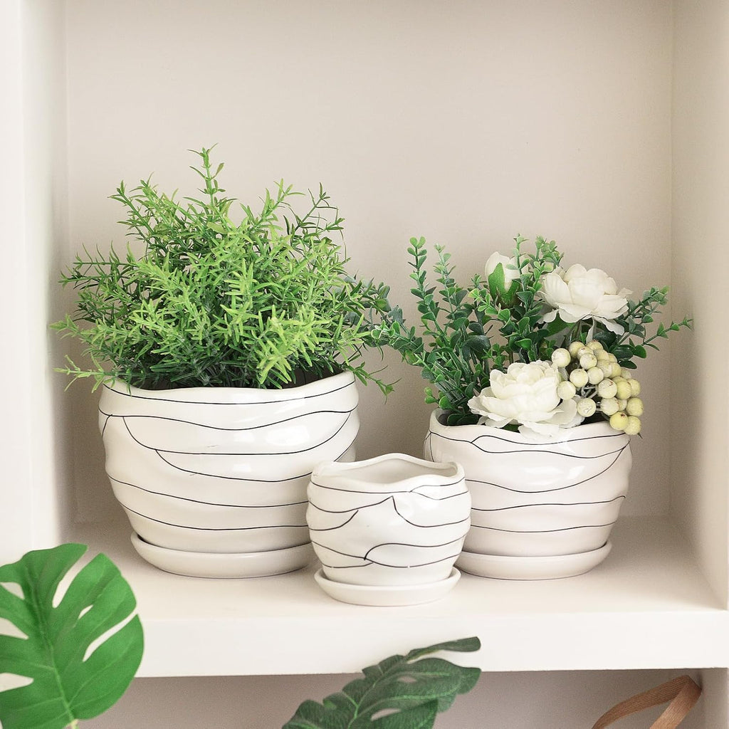 White Ceramic Planter Set, 3 Sizes S549