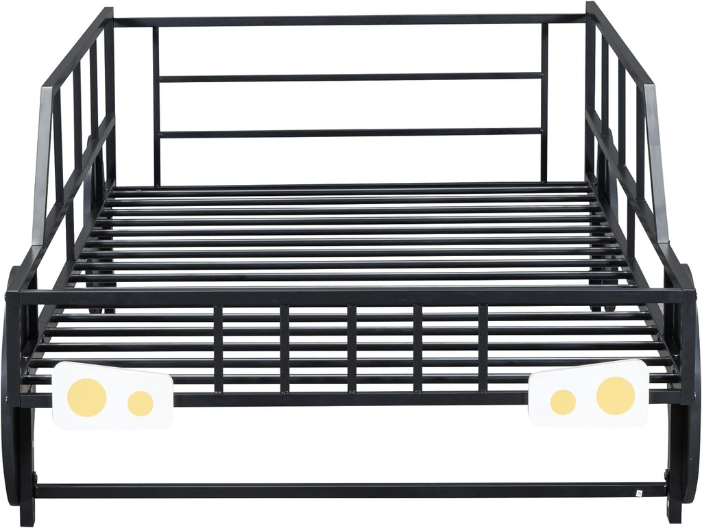 Black Race Car Bed with Rails and Wheels H161366