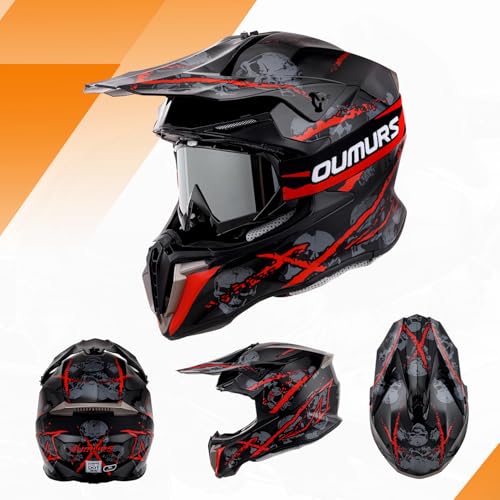 Adult ATV Dirt Bike Helmet Dual Visor with Gloves & Mask Adjustable Sun Visor Motorcycle Helmet A84592