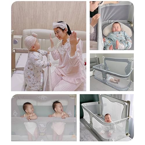 3 in 1 Baby Bassinet Bedside Sleeper Portable Crib with Mesh Window H2390